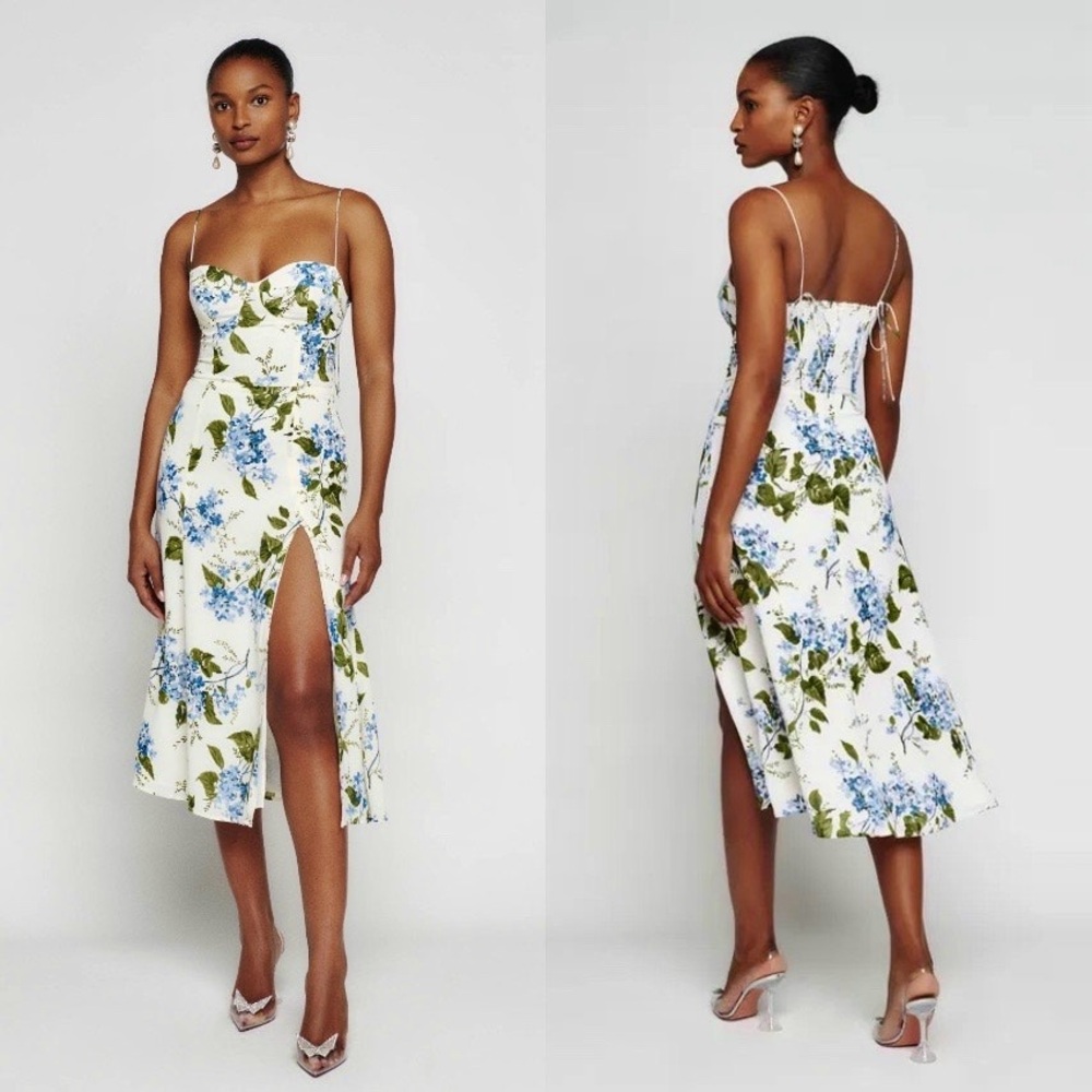 Reformation Juliette Ivory Floral Midi Dress